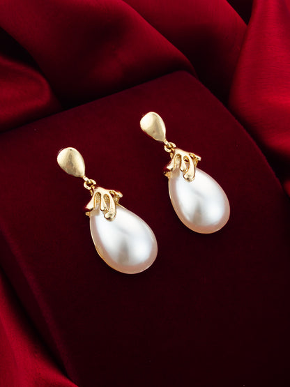 Aadita Gold Plated Western Style White Drop Earrings