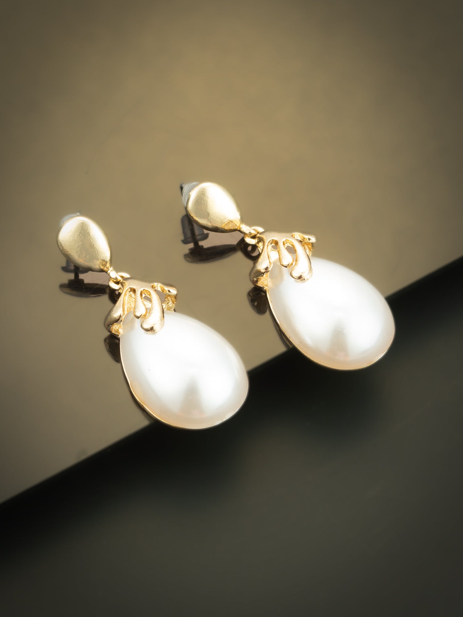 Aadita Gold Plated Western Style White Drop Earrings