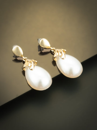 Aadita Gold Plated Western Style White Drop Earrings
