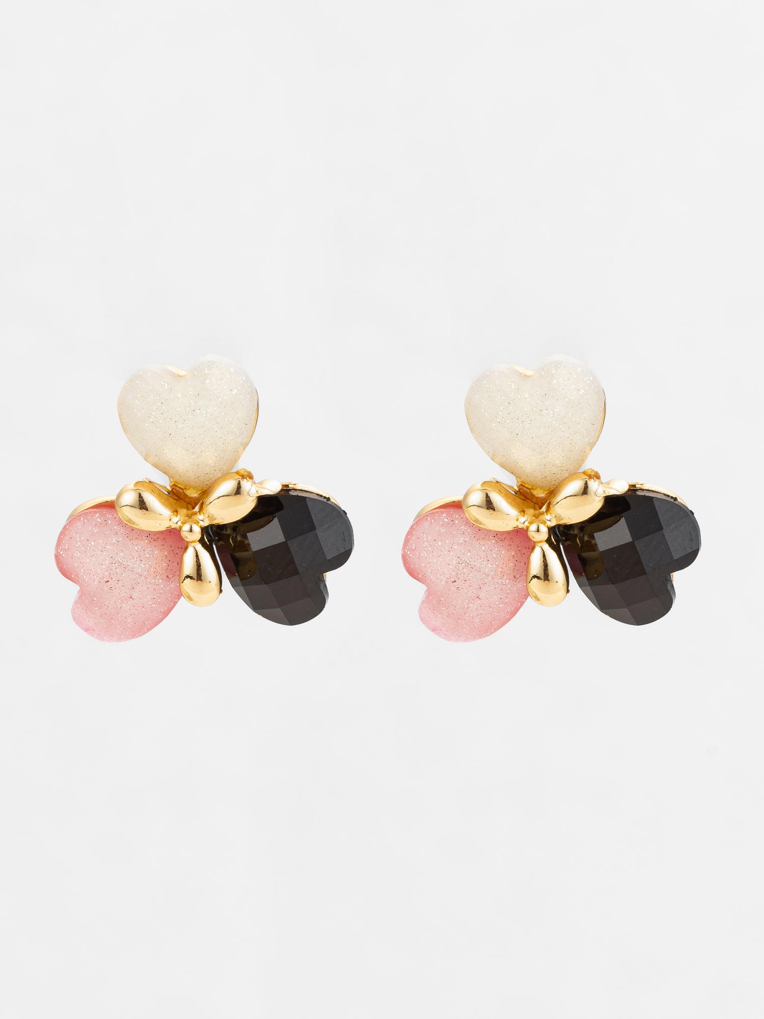 Aadita Heart Cluster Gold Plated Stud Earrings – Multicolor