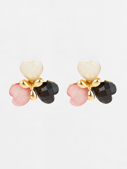 Aadita Heart Cluster Gold Plated Stud Earrings – Multicolor