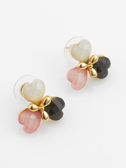 Aadita Heart Cluster Gold Plated Stud Earrings – Multicolor