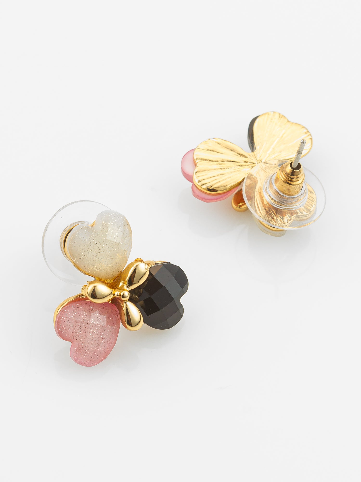 Aadita Heart Cluster Gold Plated Stud Earrings – Multicolor