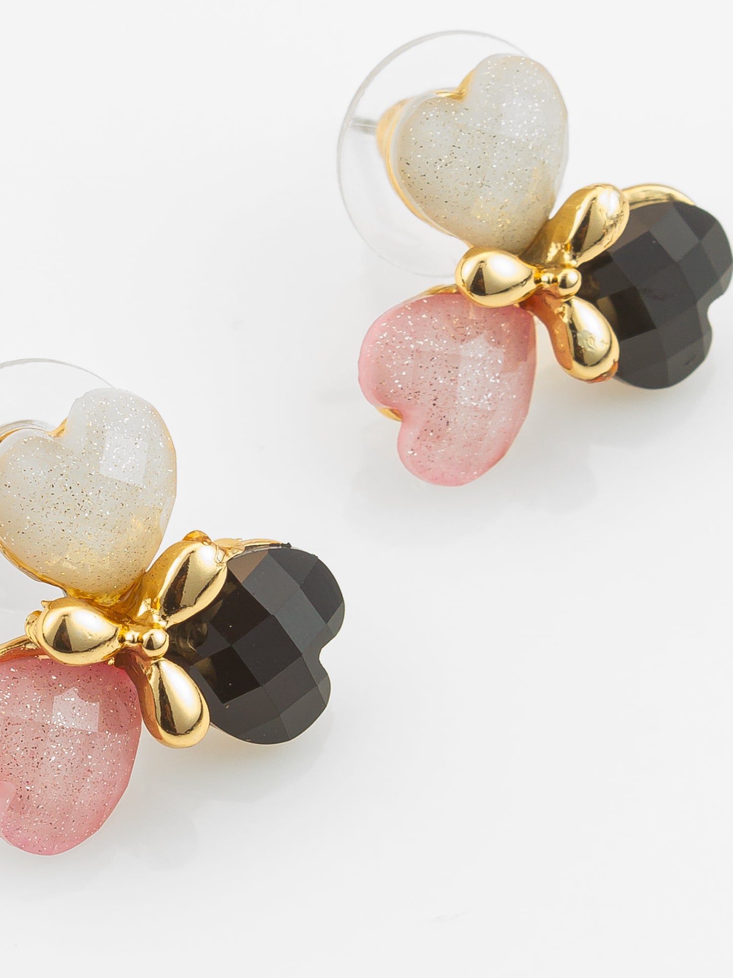 Aadita Heart Cluster Gold Plated Stud Earrings – Multicolor