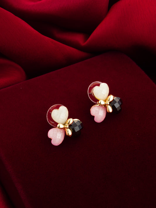 Aadita Heart Cluster Gold Plated Stud Earrings – Multicolor