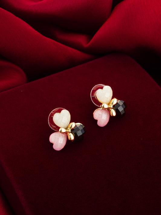 Aadita Heart Cluster Gold Plated Stud Earrings – Multicolor WER4129