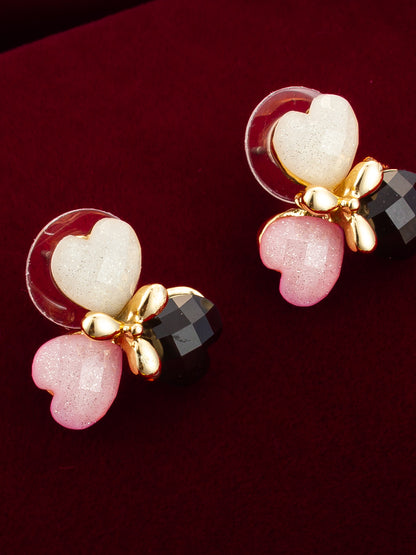 Aadita Heart Cluster Gold Plated Stud Earrings – Multicolor