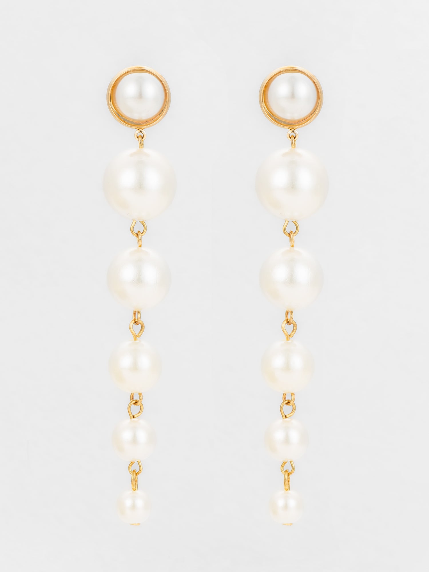 Aadita Gold Plated Long Dangler Pearl Earrings