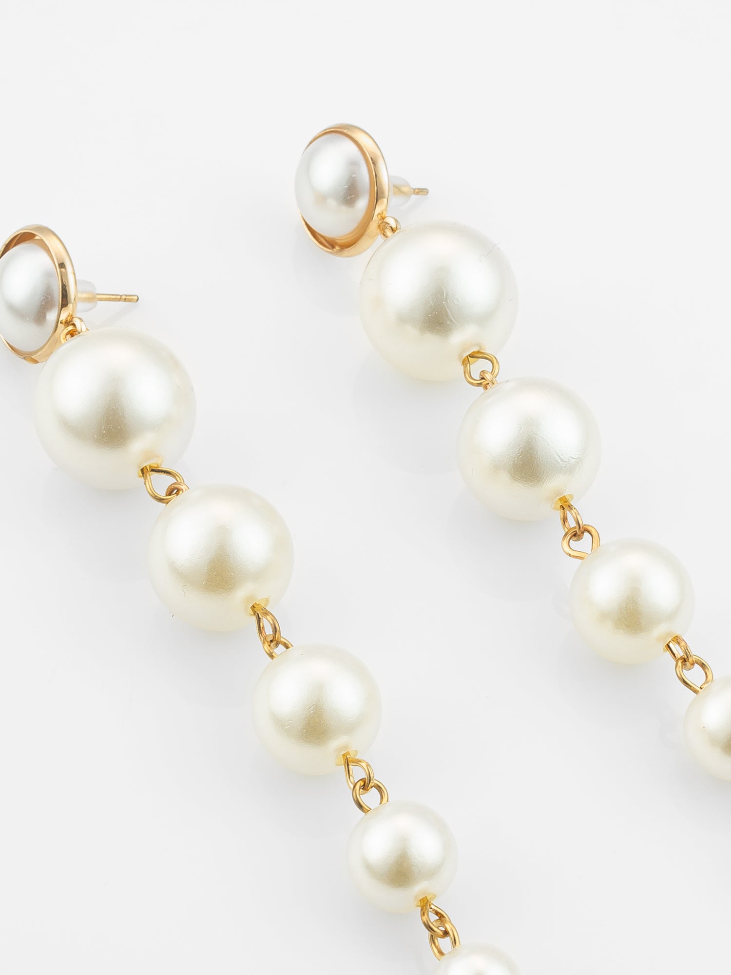 Aadita Gold Plated Long Dangler Pearl Earrings