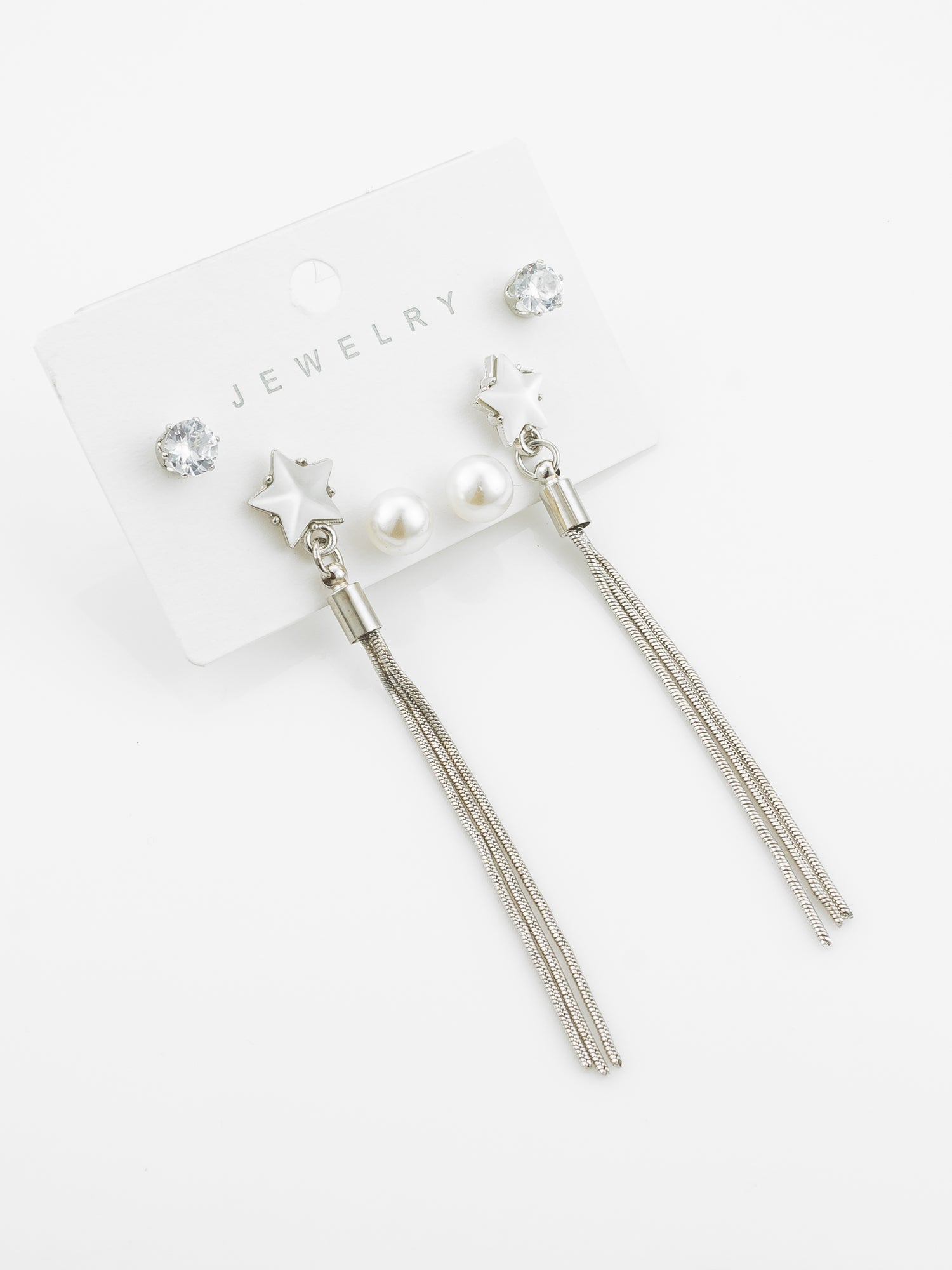 Aadita Silver Plated Multi-Style Tassel Earrings with Changeable Studs