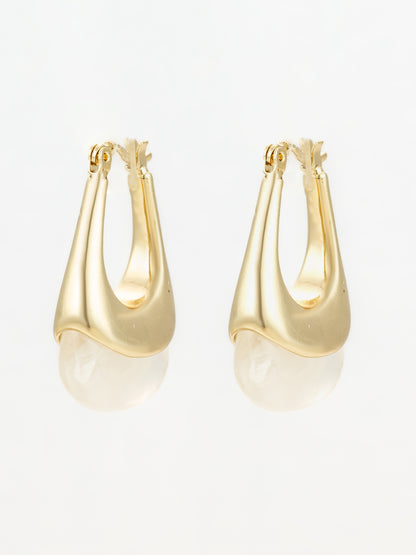 Aadita Gold Plated Hoop Earrings – Ivory Marbled Finish