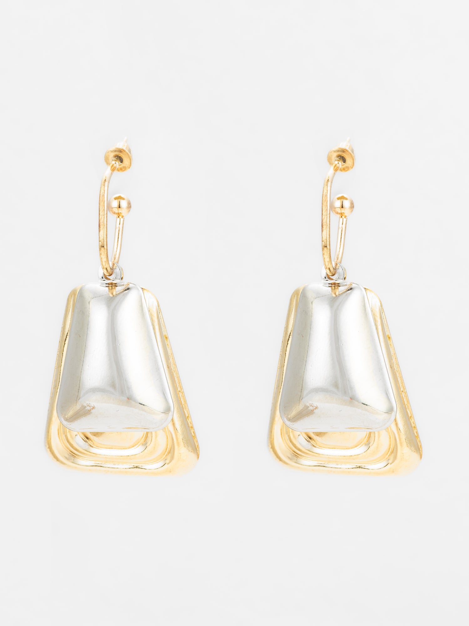 Aadita Gold and Silver Plated Geometric Earrings – Dual Tone Statement
