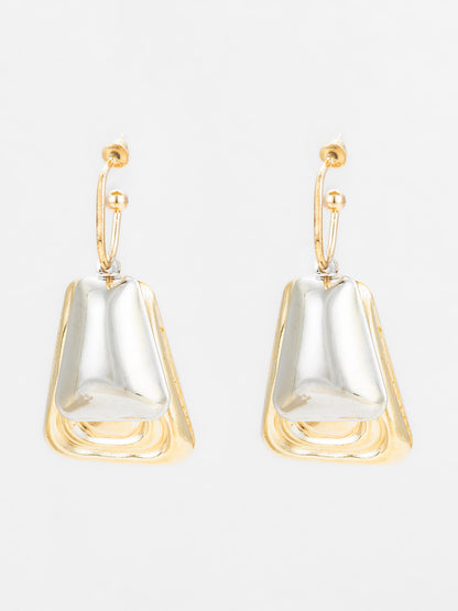 Aadita Gold and Silver Plated Geometric Earrings – Dual Tone Statement