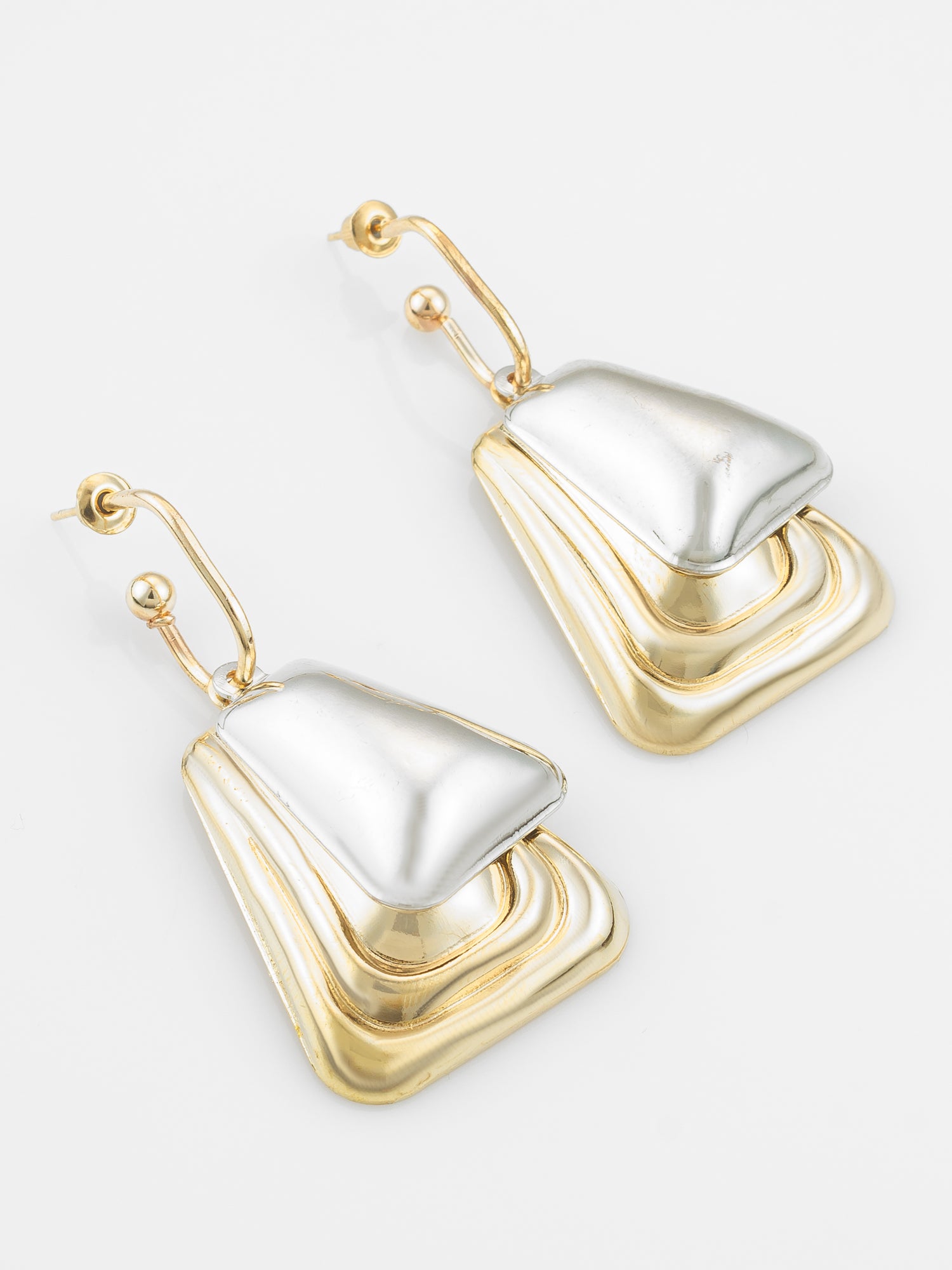 Aadita Gold and Silver Plated Geometric Earrings – Dual Tone Statement