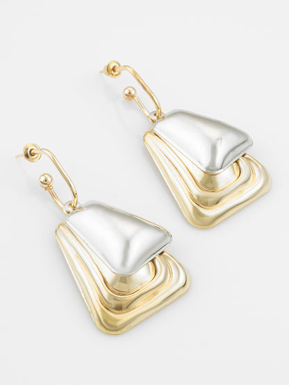 Aadita Gold and Silver Plated Geometric Earrings – Dual Tone Statement