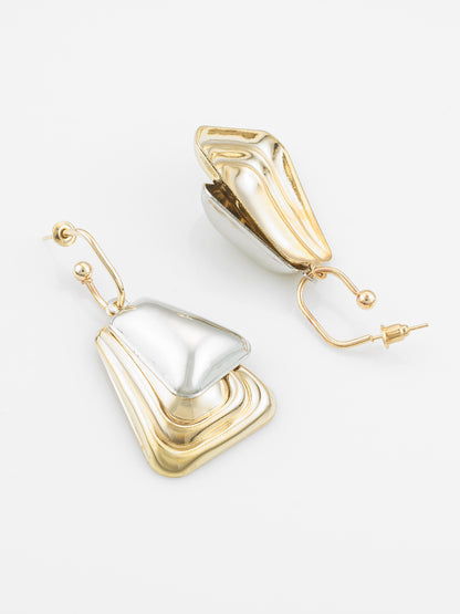 Aadita Gold and Silver Plated Geometric Earrings – Dual Tone Statement