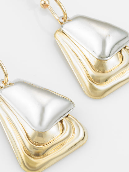 Aadita Gold and Silver Plated Geometric Earrings – Dual Tone Statement