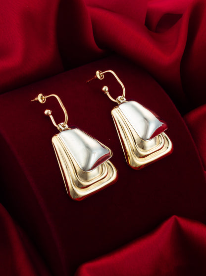 Aadita Gold and Silver Plated Geometric Earrings – Dual Tone Statement