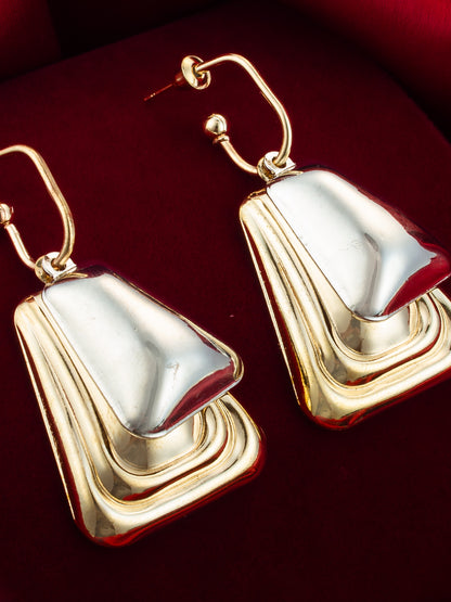 Aadita Gold and Silver Plated Geometric Earrings – Dual Tone Statement