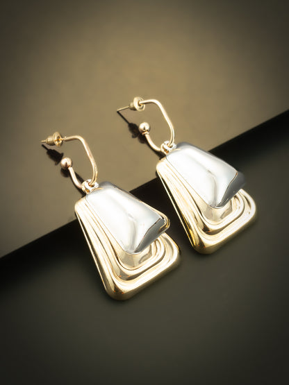 Aadita Gold and Silver Plated Geometric Earrings – Dual Tone Statement