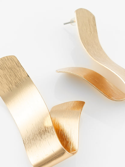 Aadita Gold-Plated Sculptural Twist Earrings for Women & Girls