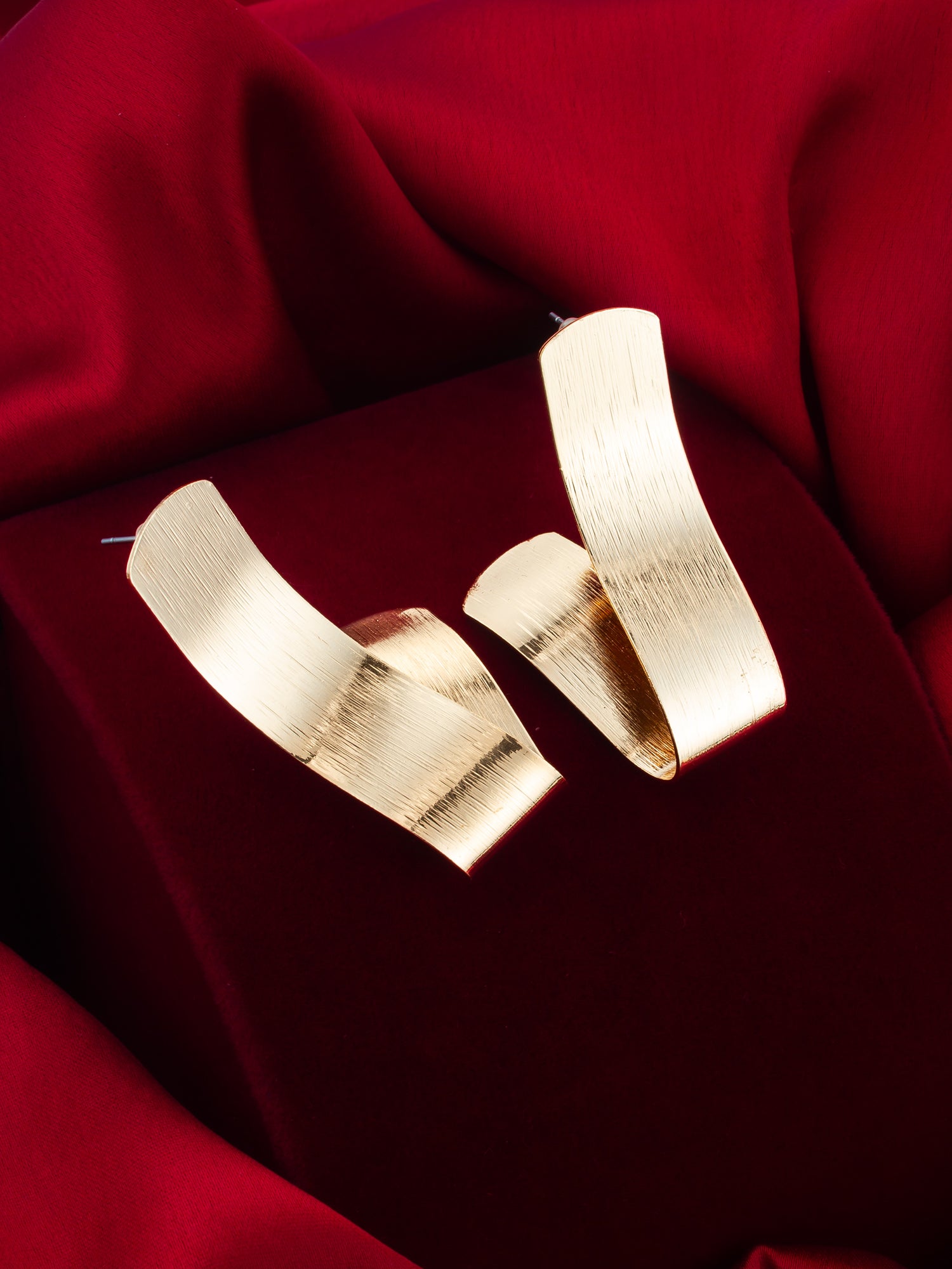 Aadita Gold-Plated Sculptural Twist Earrings for Women & Girls