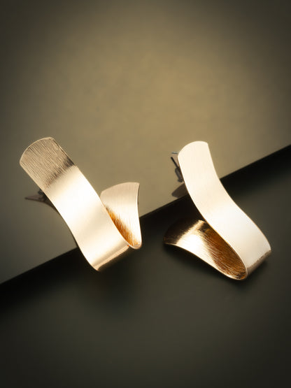 Aadita Gold-Plated Sculptural Twist Earrings for Women & Girls