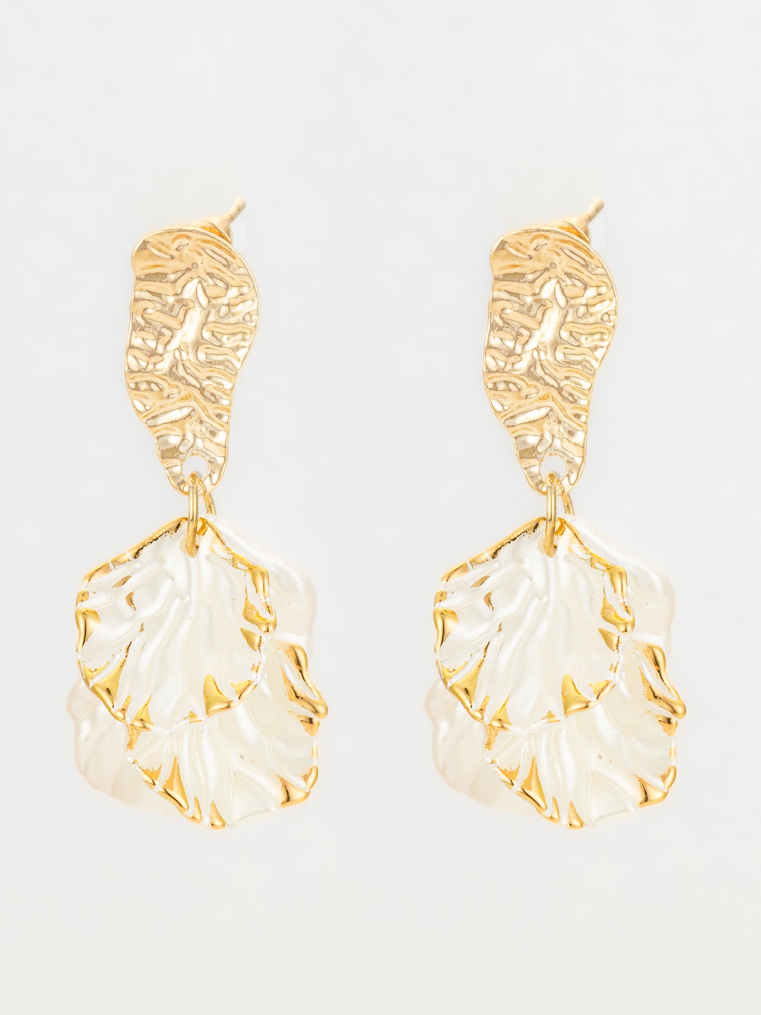 Aadita Elegant Dual Leaf Gold-Plated Drop Earrings