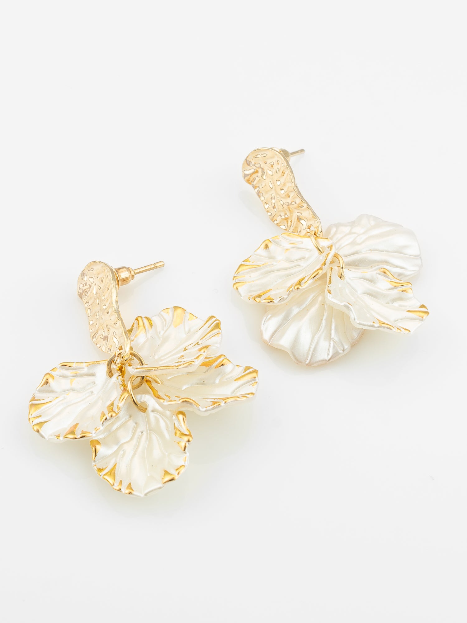 Aadita Elegant Dual Leaf Gold-Plated Drop Earrings