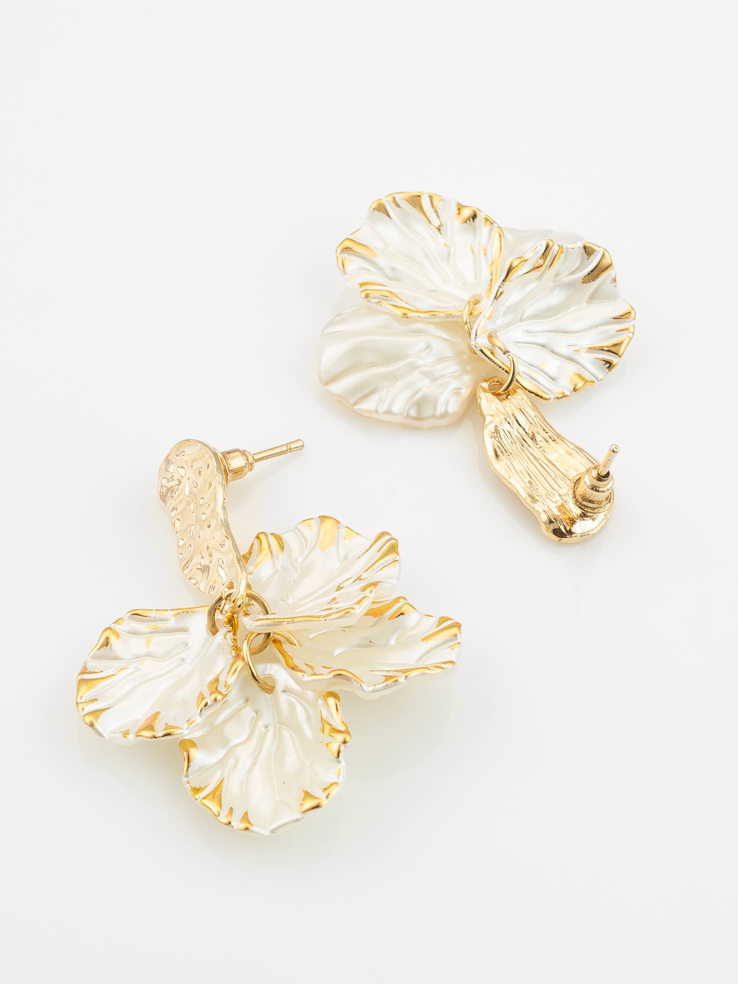 Aadita Elegant Dual Leaf Gold-Plated Drop Earrings