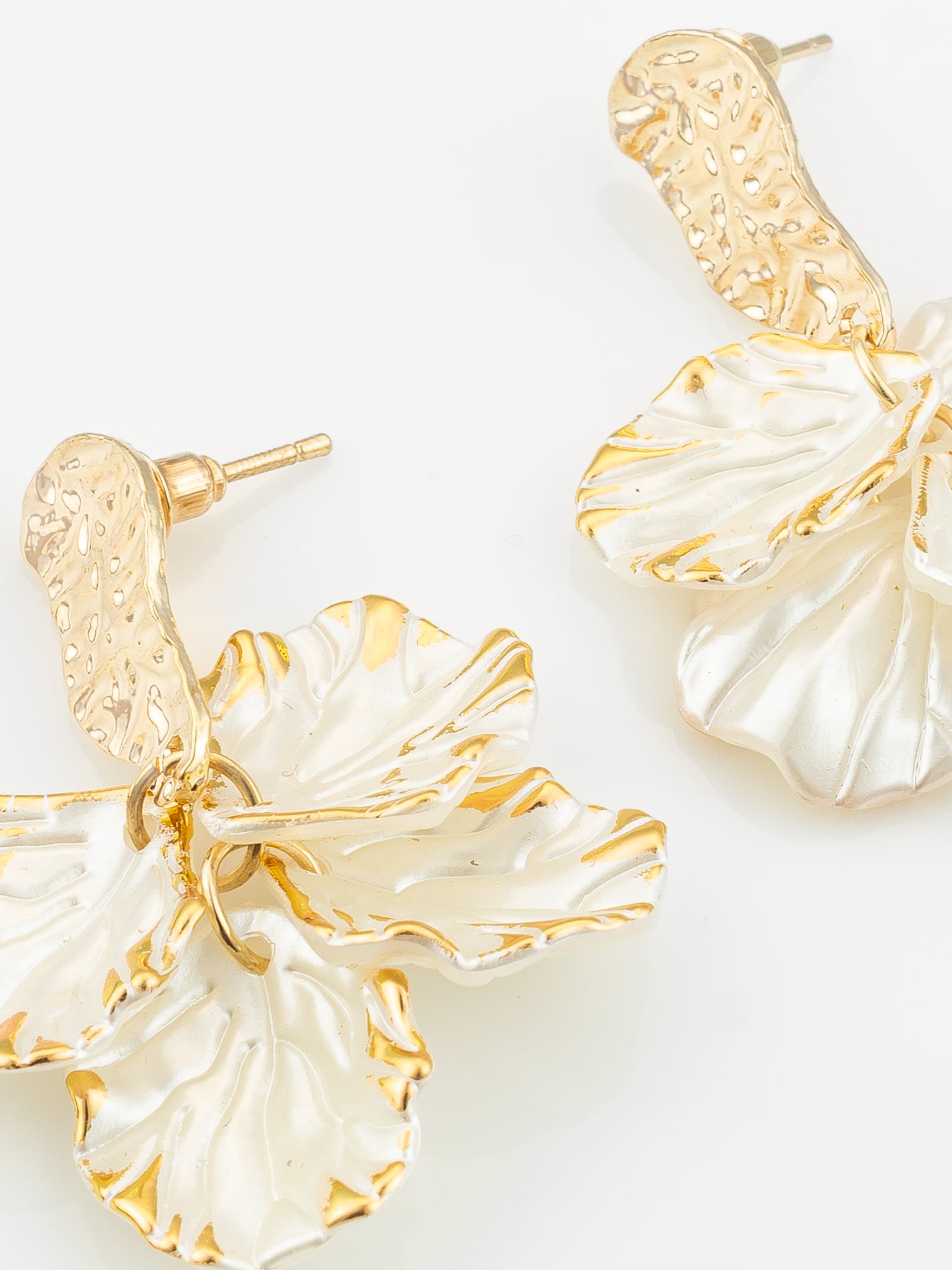 Aadita Elegant Dual Leaf Gold-Plated Drop Earrings