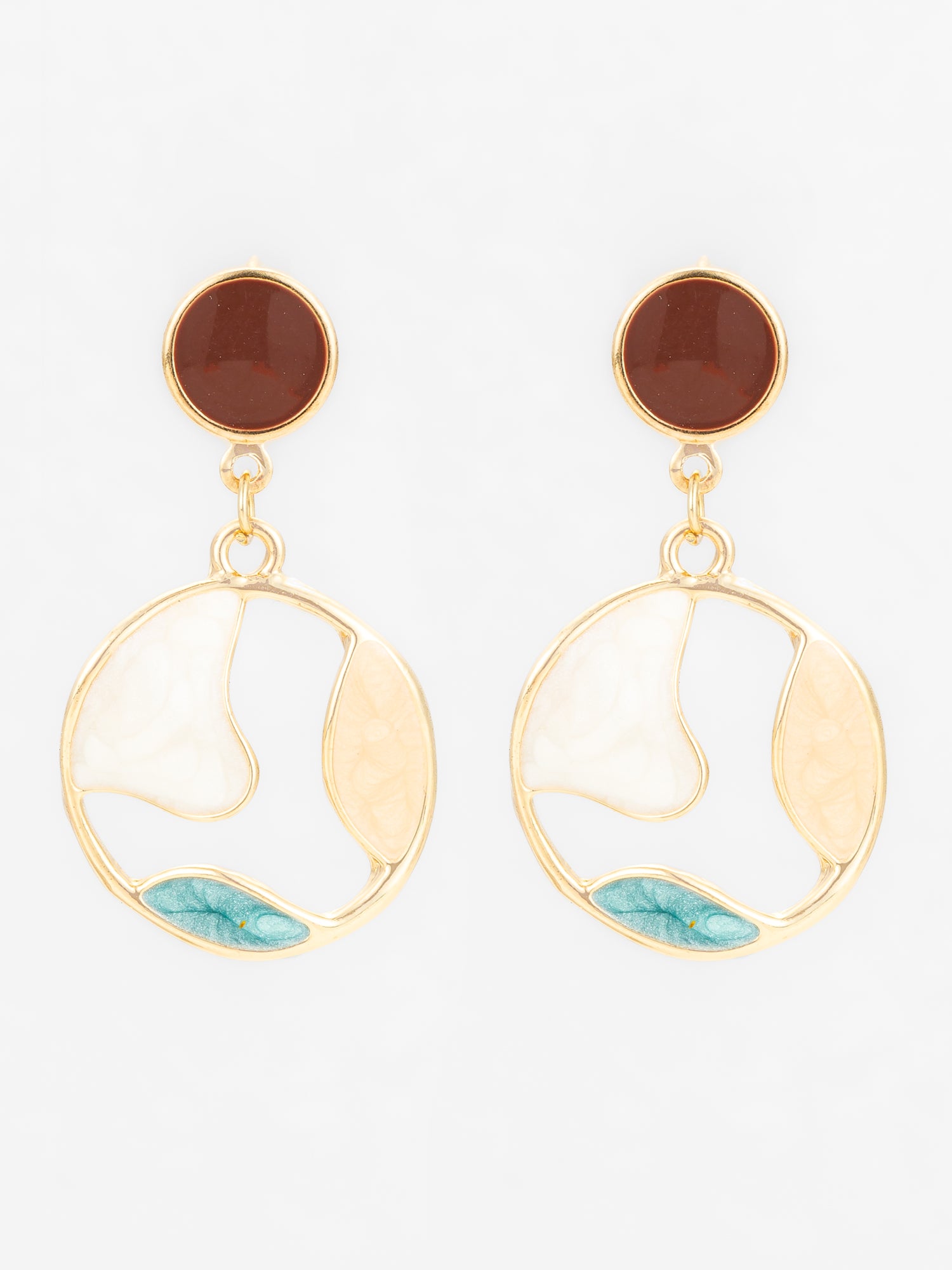 Aadita Gold Plated Round Artistic Enamel Dangler Earrings for Women