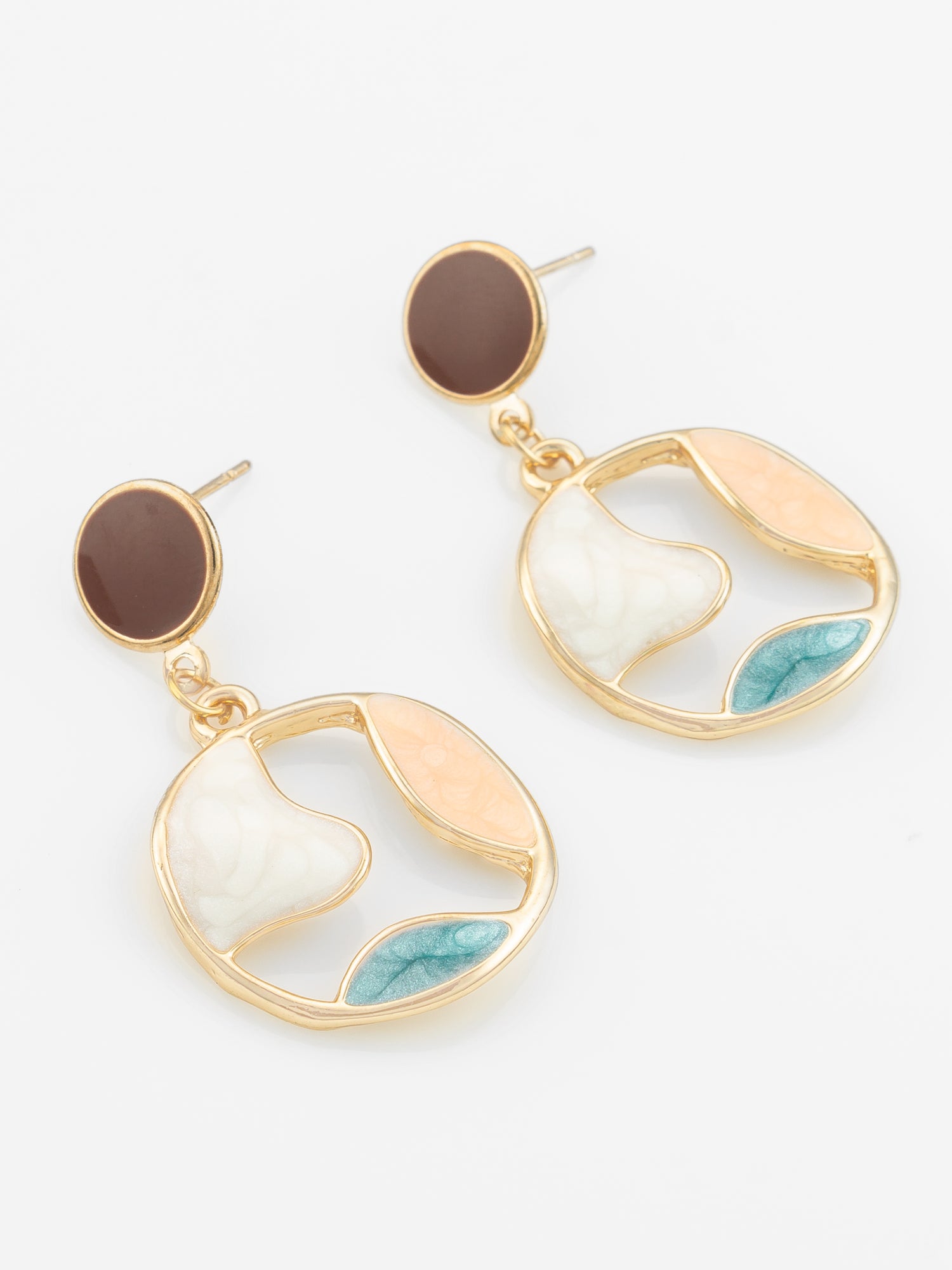 Aadita Gold Plated Round Artistic Enamel Dangler Earrings for Women