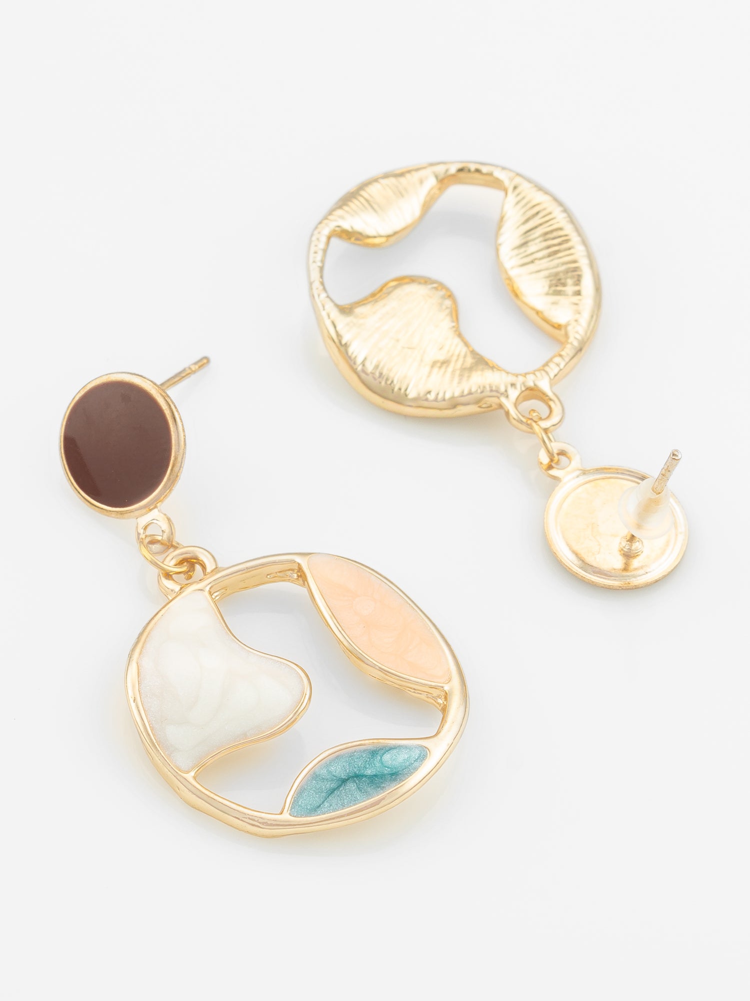 Aadita Gold Plated Round Artistic Enamel Dangler Earrings for Women