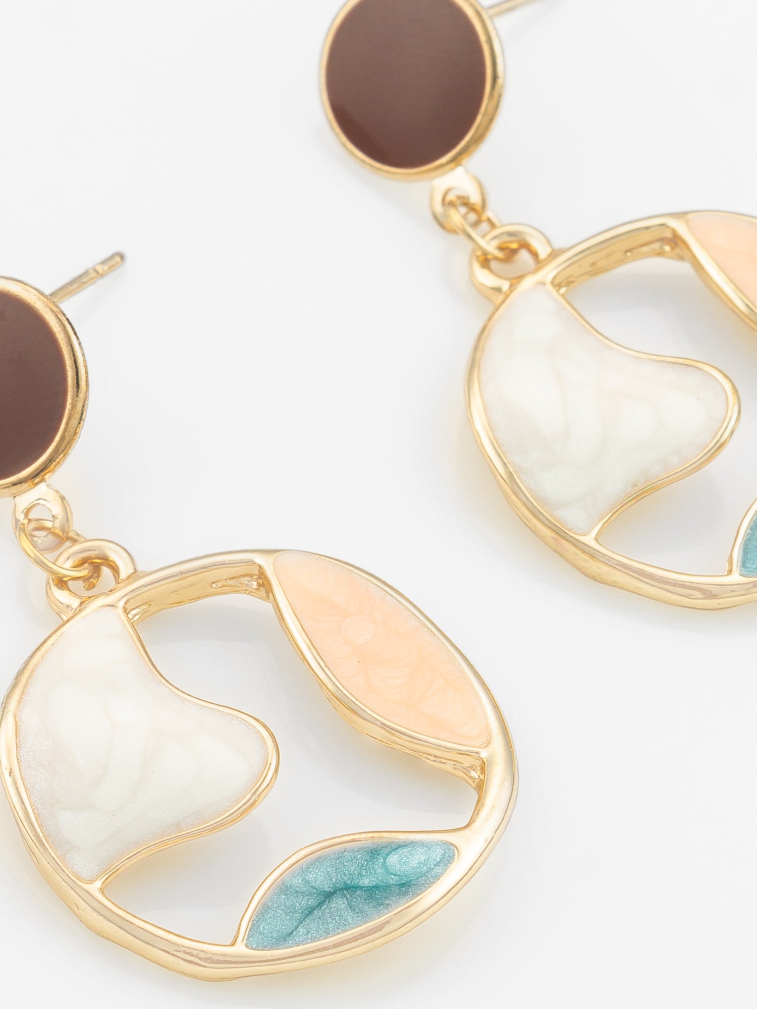 Aadita Gold Plated Round Artistic Enamel Dangler Earrings for Women