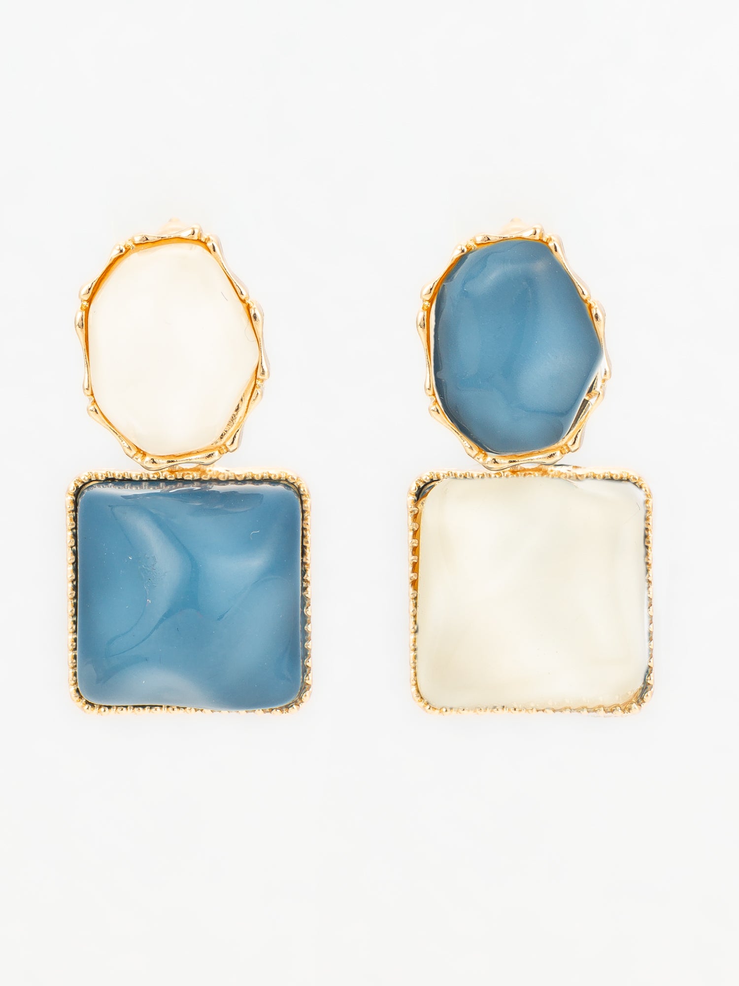 Aadita Gold-Plated Asymmetric Dual-Stone Stud Earrings for Women & Girls