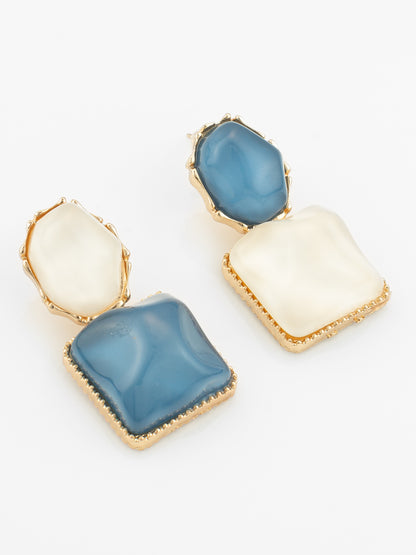 Aadita Gold-Plated Asymmetric Dual-Stone Stud Earrings for Women & Girls