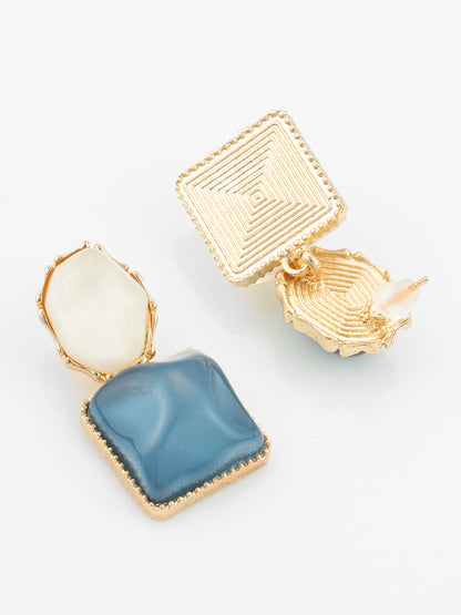 Aadita Gold-Plated Asymmetric Dual-Stone Stud Earrings for Women & Girls