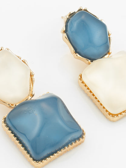 Aadita Gold-Plated Asymmetric Dual-Stone Stud Earrings for Women & Girls