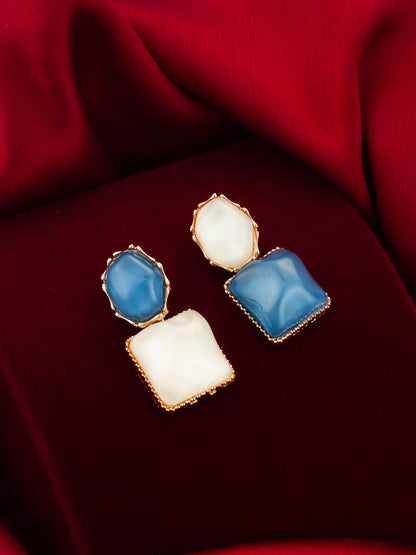 Aadita Gold-Plated Asymmetric Dual-Stone Stud Earrings for Women & Girls