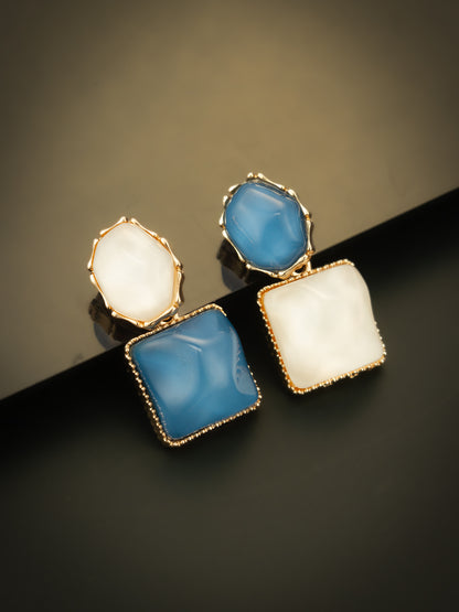 Aadita Gold-Plated Asymmetric Dual-Stone Stud Earrings for Women & Girls