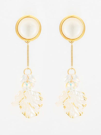Aadita Crystal Bloom Long Leaf Earrings in Gold Finish WER4142