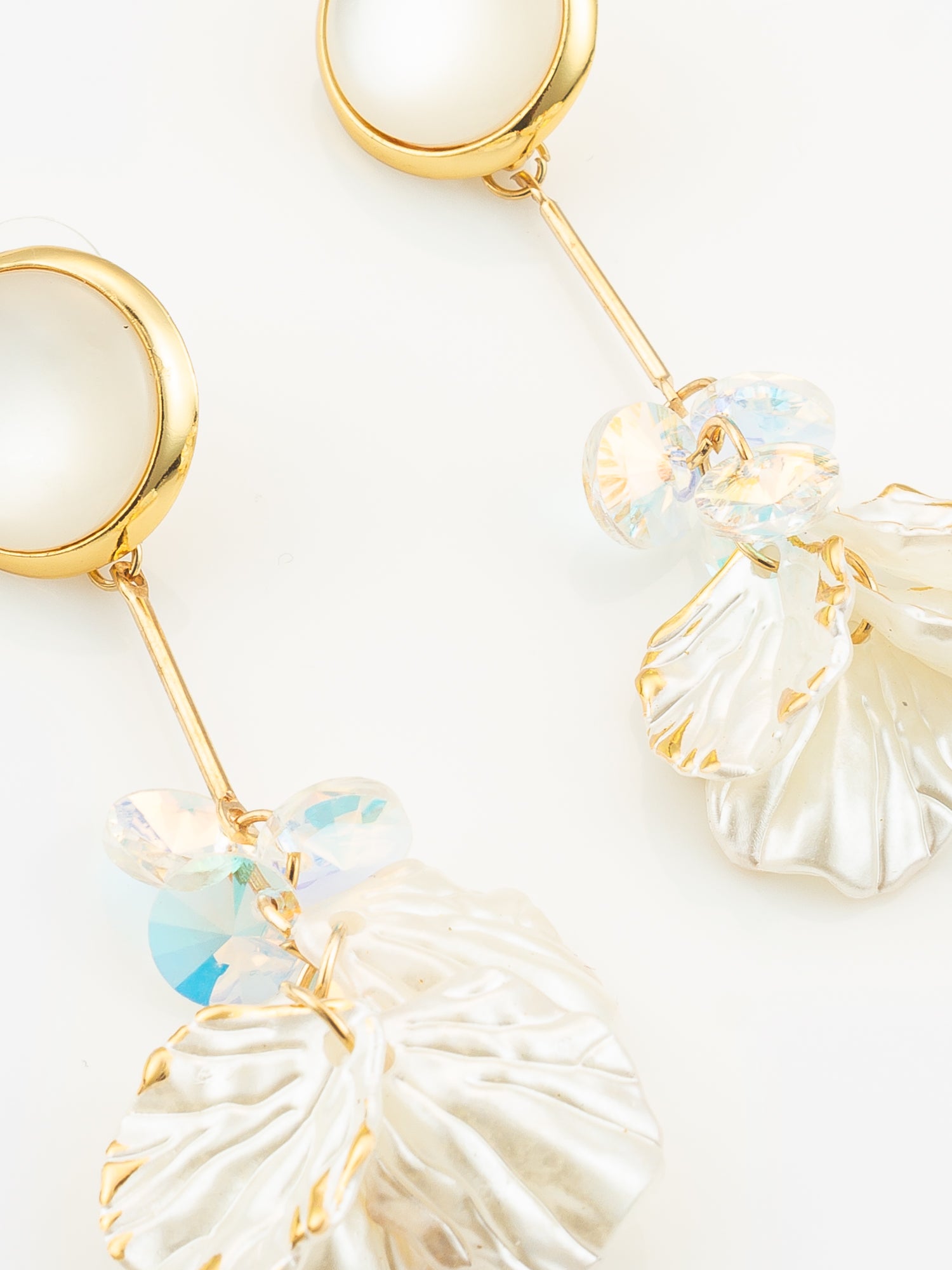 Aadita Crystal Bloom Long Leaf Earrings in Gold Finish