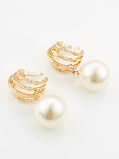 Aadita Pearl Hoop Statement Earrings