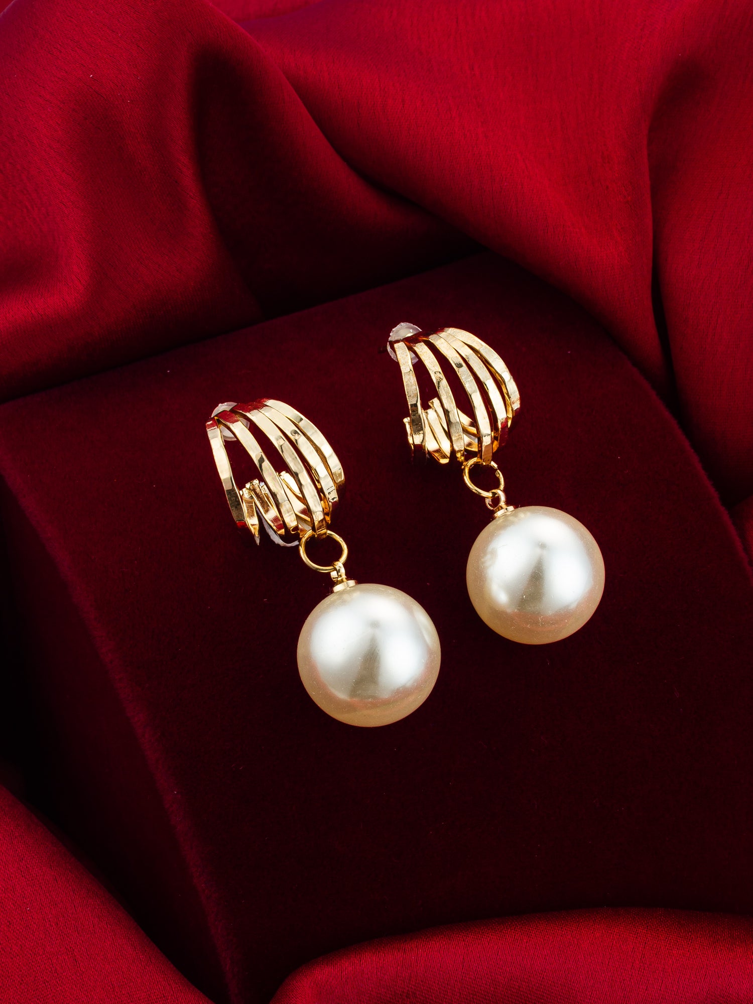 Aadita Pearl Hoop Statement Earrings