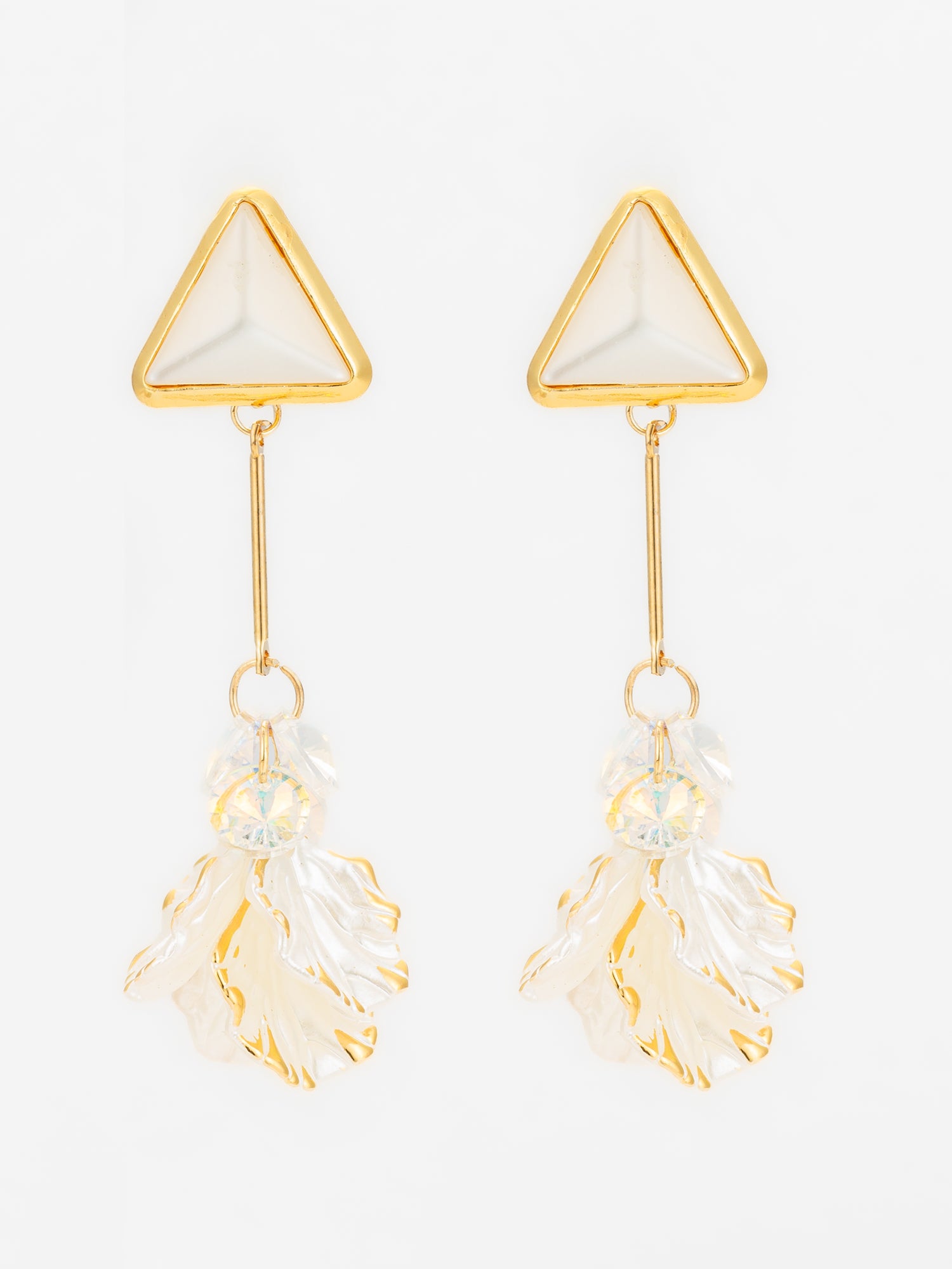 Aadita Triangle Stud Leaf Drop Earrings
