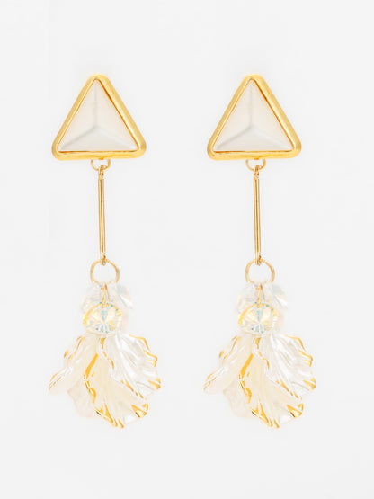 Aadita Triangle Stud Leaf Drop Earrings