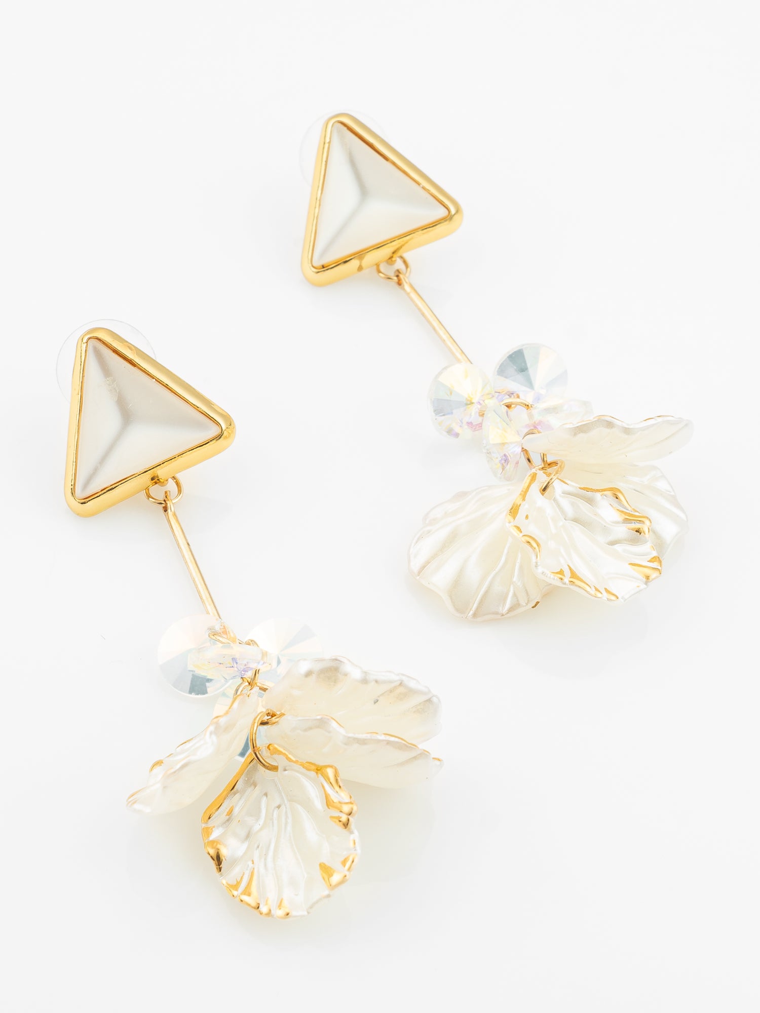 Aadita Triangle Stud Leaf Drop Earrings