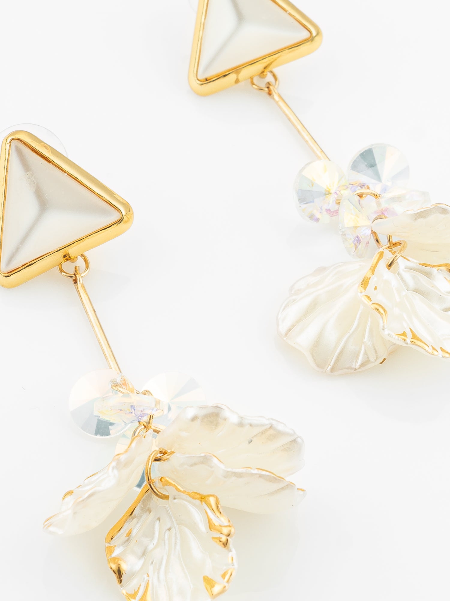 Aadita Triangle Stud Leaf Drop Earrings