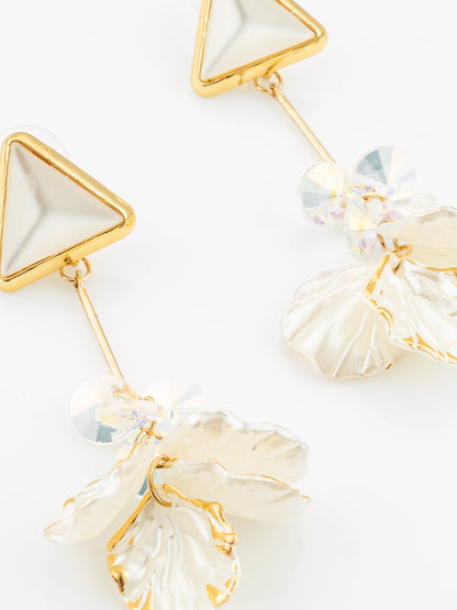 Aadita Triangle Stud Leaf Drop Earrings